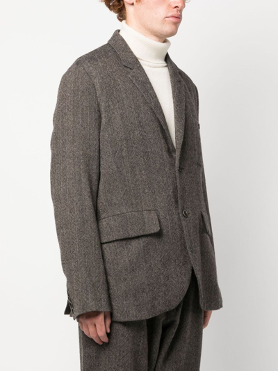Uma Wang Herringbone-pattern Single-breasted Blazer In Neutrals