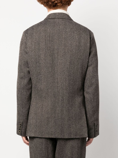 Uma Wang Herringbone-pattern Single-breasted Blazer In Neutrals