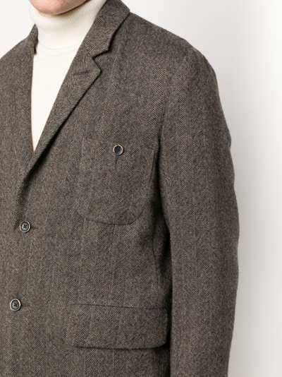 Uma Wang Herringbone-pattern Single-breasted Blazer In Neutrals