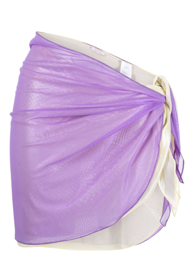 Shop Oseree Laminated-finish Self-tie Sarong In Purple