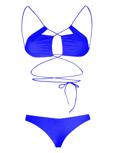 Shop Amazuìn Jaida Self-tie Bikini In Blue