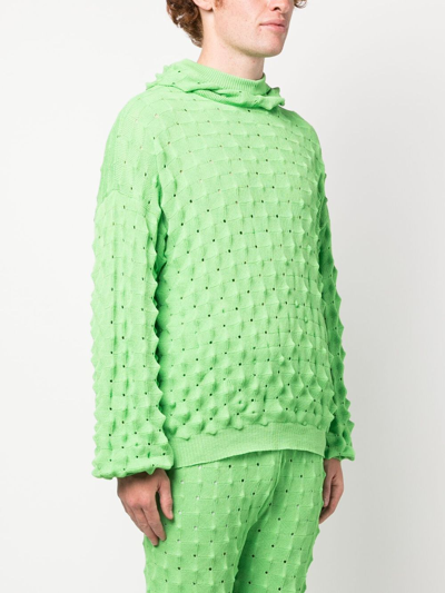 Shop Henrik Vibskov Open-knit Hoodie In Green