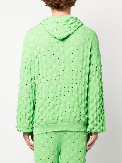 Shop Henrik Vibskov Open-knit Hoodie In Green