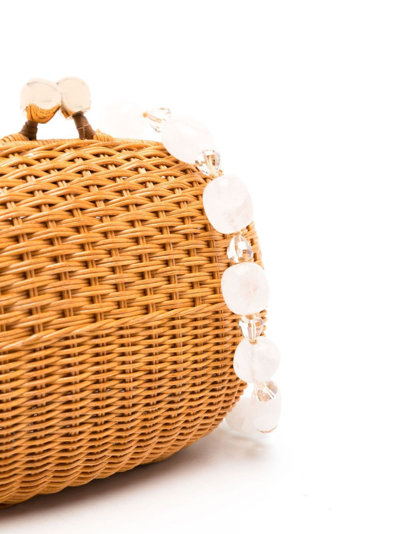 Serpui Olivine Woven-wicker Clutch Bag In Yellow