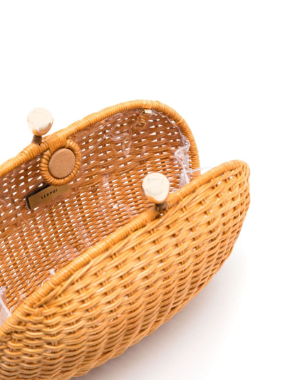 Serpui Olivine Woven-wicker Clutch Bag In Yellow