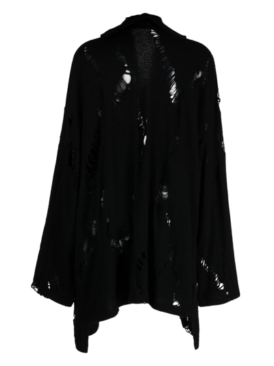 Shop Y's Distressed-finish Long-sleeve Cardigan In Black