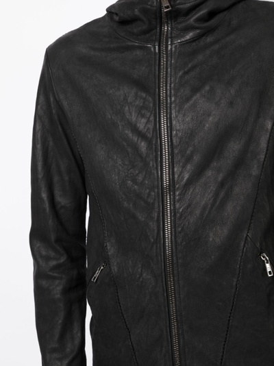 Shop Giorgio Brato Zip-up Hooded Leather Jacket In Black