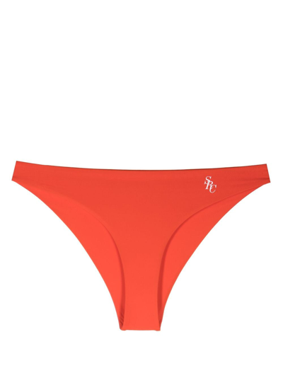 Shop Sporty And Rich Logo-print Bikini Bottoms In Orange