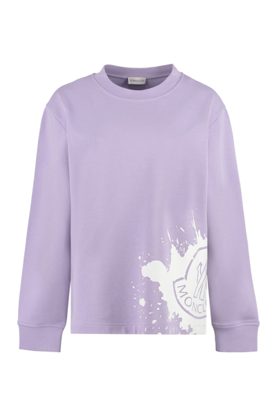 Shop Moncler Cotton Crew-neck Sweatshirt In Lilac
