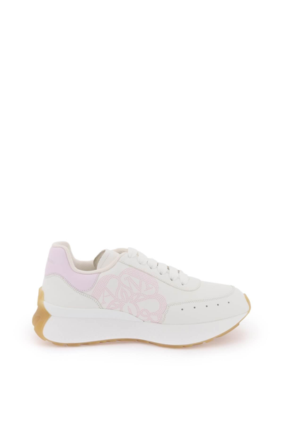 Shop Alexander Mcqueen 'sprint Runner' Sneakers In White,pink