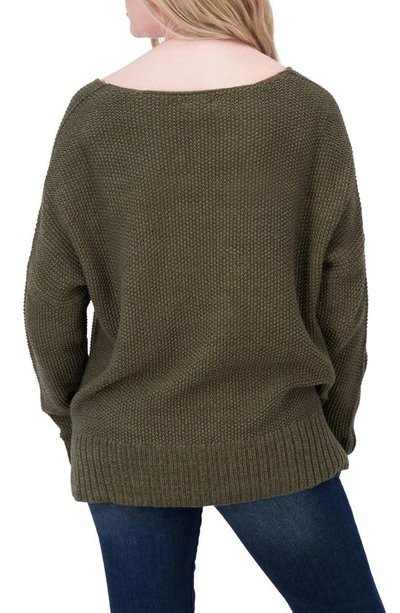 Lucky Brand V-neck Pullover Sweater In Olive