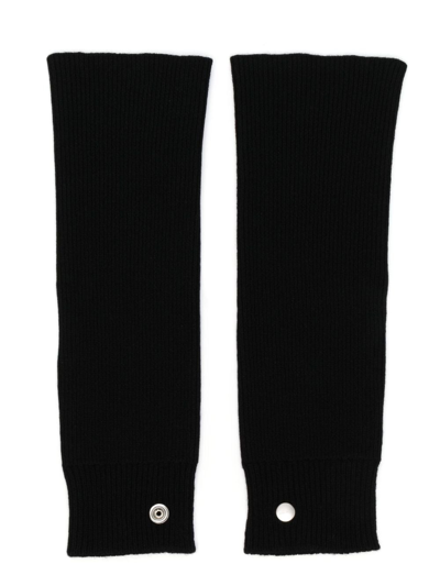 Shop Rick Owens Gauntlet Ribbed-knit Gloves In Black