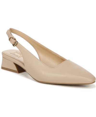 Naturalizer Ginger Snip Toe Dress Slingbacks In Beige Faux Leather