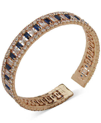 Shop Anne Klein Gold-tone Blue Baguette Stone Cuff Bracelet