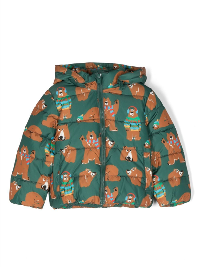 Shop Stella Mccartney Stella Mc Cartney Kids Bear-print Puffer Jacket In Green