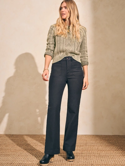 Faherty Stretch Terry Patch Pocket Pants In Washed Black