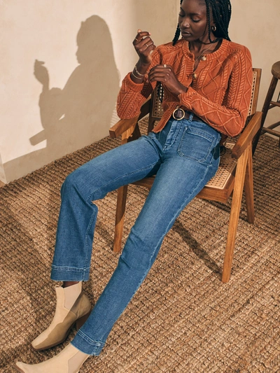 Faherty Stretch Terry Slim Wide Leg Pants In Riverton