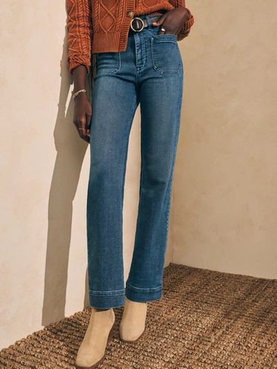 Faherty Stretch Terry Slim Wide Leg Pants In Riverton