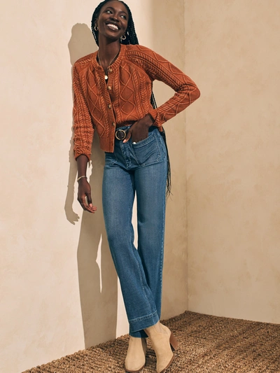 Faherty Stretch Terry Slim Wide Leg Pants In Riverton