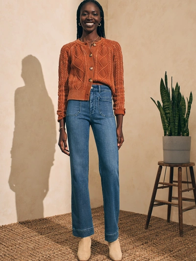 Faherty Stretch Terry Slim Wide Leg Pants In Riverton