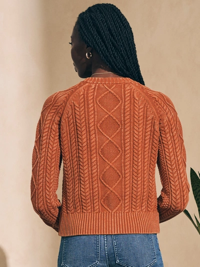 Shop Faherty Sunwashed Cable Cardigan In Gingerbread