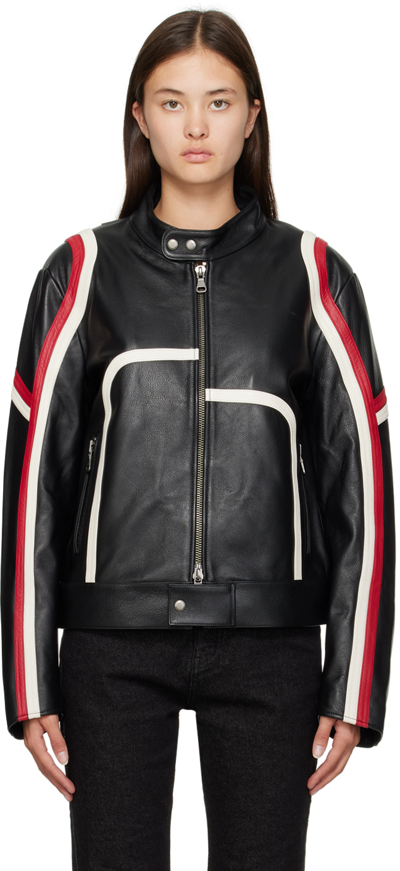 Andersson Bell Black Zip Leather Jacket In Black
