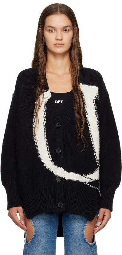 Shop Off-white Black Relaxed Cardigan In Black White