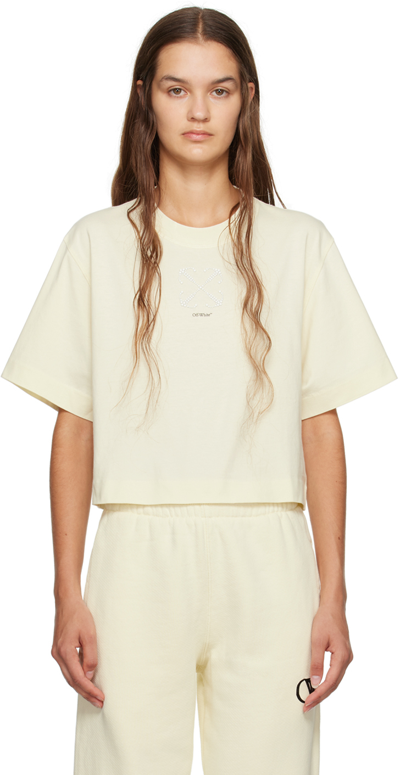 Shop Off-white Small Arrow Pearls T-shirt In Beige Black