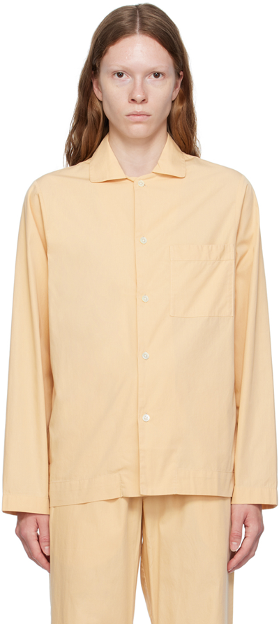 Shop Tekla Beige Button Pyjama Shirt In Khaki