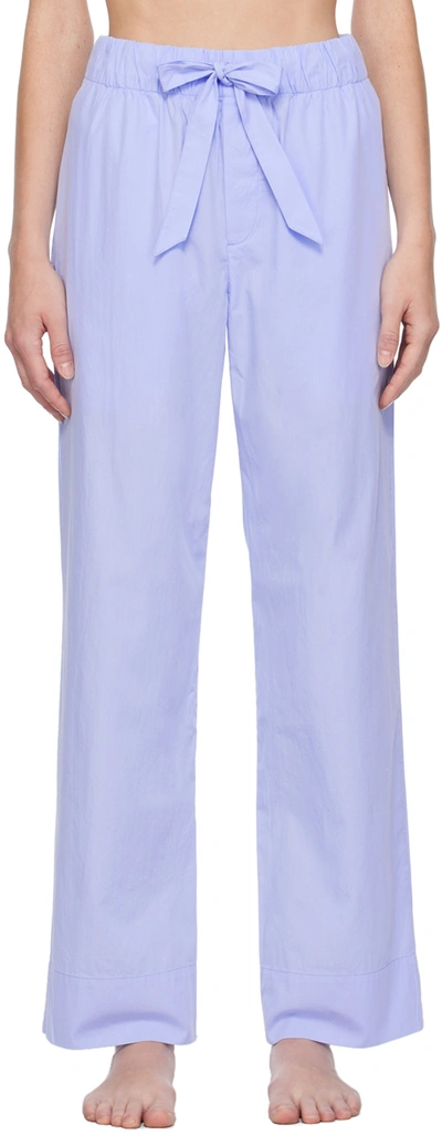 Shop Tekla Blue Drawstring Pyjama Pants In Shirt Blue
