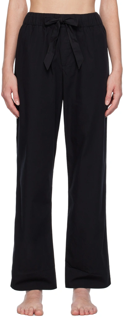 Shop Tekla Black Drawstring Pyjama Pants In All Black