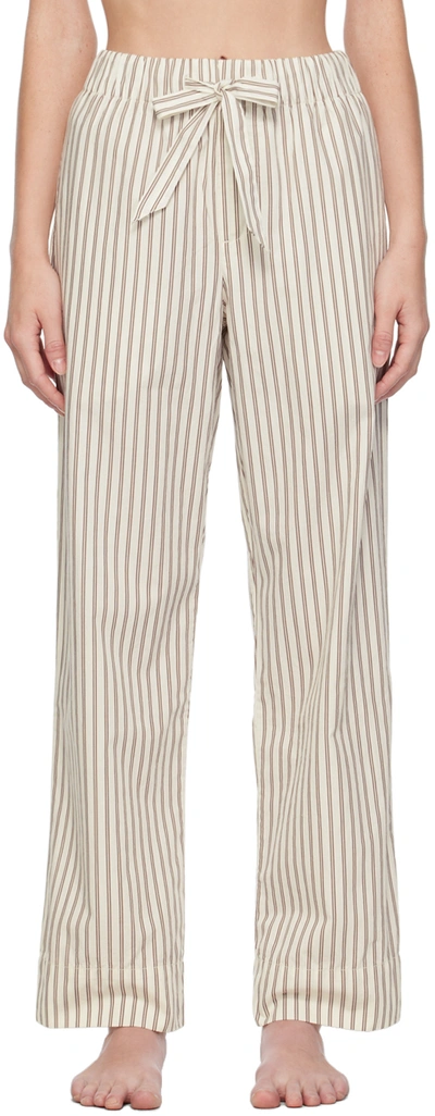 Shop Tekla White & Brown Striped Pyjama Pants In Hopper Stripes