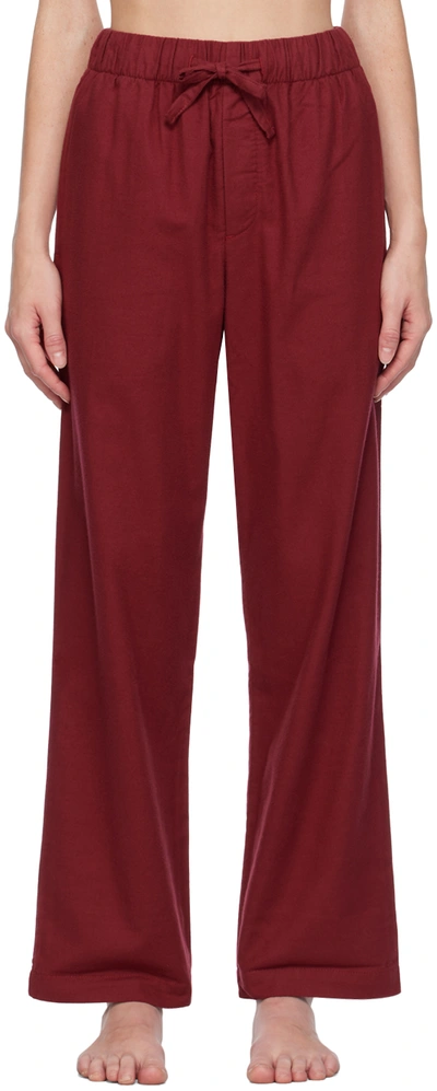 Shop Tekla Burgundy Drawstring Pyjama Pants In Beyond Red