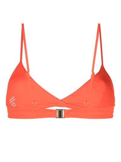 Shop Sporty And Rich Logo-print Bikini Top In Orange