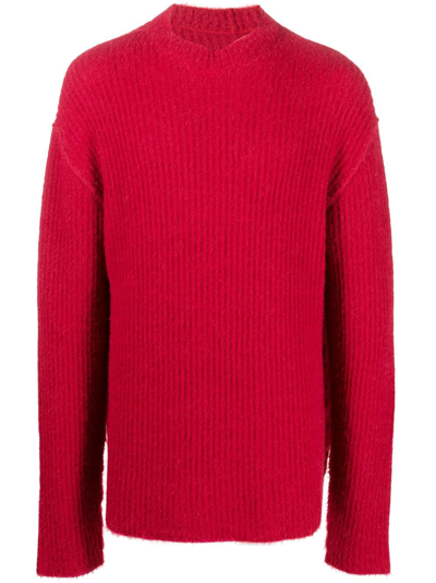 Shop Uma Wang Ribbed Brushed-effect Jumper In Red