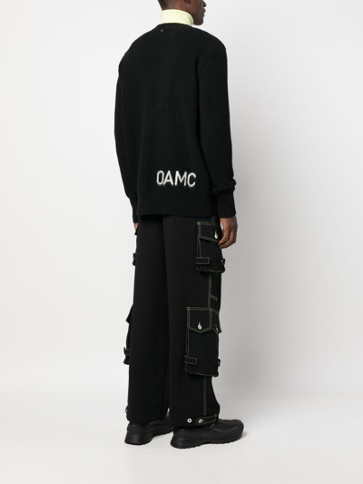 Shop Oamc Logo-print Wool Jumper In Black
