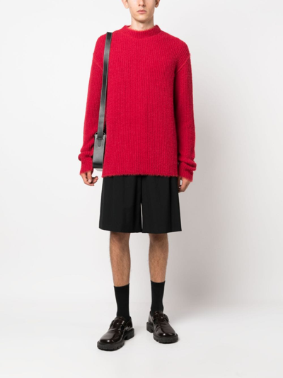 Shop Uma Wang Ribbed Brushed-effect Jumper In Red