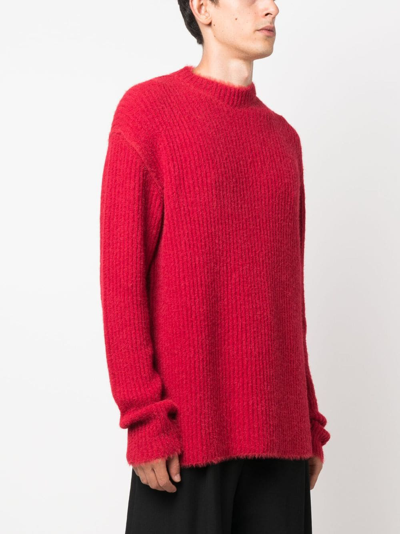 Shop Uma Wang Ribbed Brushed-effect Jumper In Red