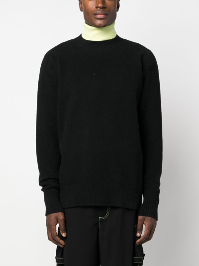 Shop Oamc Logo-print Wool Jumper In Black