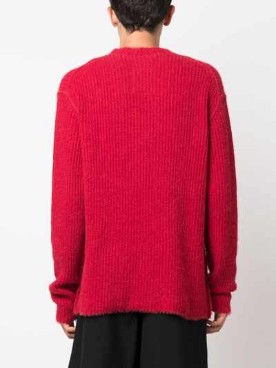 Shop Uma Wang Ribbed Brushed-effect Jumper In Red