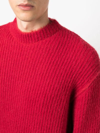 Shop Uma Wang Ribbed Brushed-effect Jumper In Red