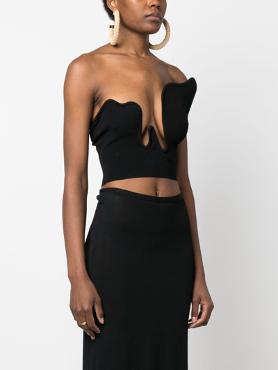 Shop Christopher Esber Salacia Asymmetric Ribbed Top In Black