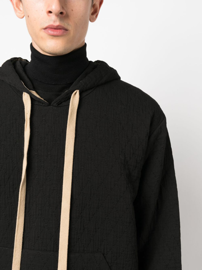 Uma Wang Quilted Drawstring Hoodie In Black