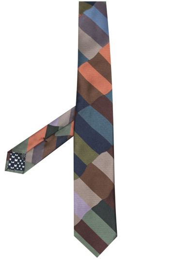 Shop Paul Smith Check-pattern Silk Tie In Green