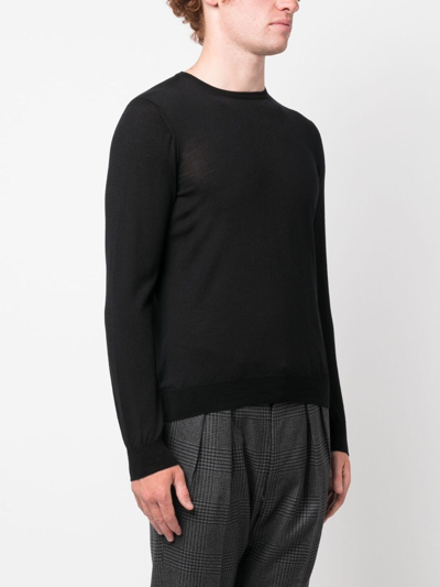Tagliatore Long-sleeve Fine-knit Jumper In Black