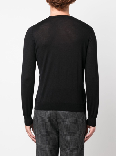Tagliatore Long-sleeve Fine-knit Jumper In Black