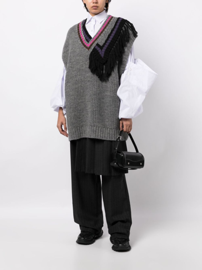 Shop Kolor Patchwork-detail Knitted Wool Vest In Grey
