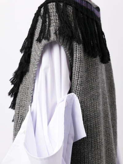 Shop Kolor Patchwork-detail Knitted Wool Vest In Grey
