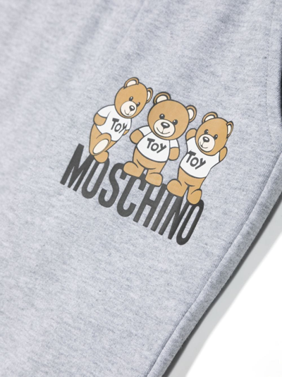 Shop Moschino Teddy Bear-motif Cotton Track Pants In Grey