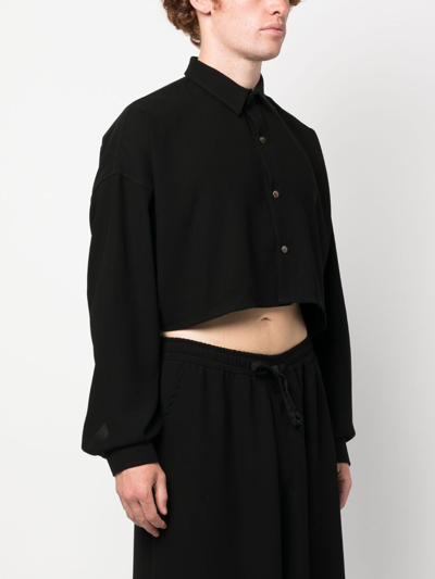 Shop Société Anonyme Number-embroidered Cropped Shirt In Black